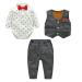 famuka Baby Boy 3 Piece Formal Outfit Suit with Bows Waistcoat Gentleman Tuxedo Grey 9 Months