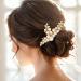 Handcess Bridal Wedding Hair Comb Gold Pearls Hairpiece Leaf Bridal Side Combs Wedding Hair Accessories for Women and Girls - Buy Online on SooperMarket.com