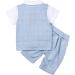 AmzBarley Baby Boys Gentleman Suit Set | Blue Tuxedo Rompers with Bowtie | 6-12 Months - Buy Online on SooperMarket.com