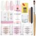 Saviland Acrylic Nail Kit - Acrylic Powder and Liquids Set Clear, Nudes, Pink Acrylic Nail Kit for Professional Acrylic Nails Extension, Beginner Nails Kit Acrylic Set for Nail Art Designs Home DIY A1-Acrylic Nail Kit