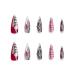 MISUD Long Stiletto Press on Nails - Gothic Red Black Ombre Acrylic Fake Nails - 24 Pcs Glossy Chrome Swirl Design - International Shipping Available - Buy Online on SooperMarket.com