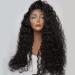 QD-Tizer Loose Curly Hair Wigs Synthetic Lace Front Wigs for Black Women Black Long Curly Lace Front Wigs with Baby Hair Heat Resistant 180% Density Black-LC