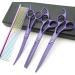 Kingstar 7 Pet Grooming Scissors Set - Straight, Thinning, Curved - Purple Professional Kit with Case and Comb - Buy Online on SooperMarket.com