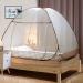 Tinyuet Mosquito Net for Bed, 39.3x78.7in Pop-up Mosquito Net Tent for Indoor and Outdoor Use, Portable Double Door Travel Mosquito Net with Net Bottom, Insect Screen-Brown Edge Brown 39.3x78.7 Inch (Pack of 1)