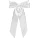 WantGor Long Tail Bow Hair Clips Hair Ribbon Bows Satin Bowknot Clip Large Hair Barrettes Cute Ponytail Holder Hair Accessories for Women Daily Party Wedding Prom (White)