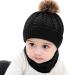Yinuoday 2PCS Toddler Baby Knit Hat Scarf Winter Warm Beanie Cap with Circle Loop Scarf Neckwarmer Black