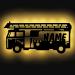 Personalized night light wall lamp wooden fire engine with name ideal as a gift for firefighters boys girls men