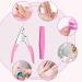 DHWEKU Stainless Steel False Nail Clippers Professional Nail Cutter Clippers Capsules Nail Clippers for False Nails and Gel Nails with 5 Diamond Shaped Sponge Rubbing Strips (Pink) - Buy Online on SooperMarket.com