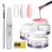 Gel Builder for Nails 3 Colours 20 g Clear Pink White Nail Extension Gel Kit Hard Gel for Nails Builder Nail Gel Kits with Nail Shapes and Acrylic Nail Brush for Nail Art Manicure