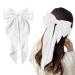 White Hair Bow Hair Bow French Soft Ribbonsatin Satin Hair Bow Simple Large Hair Bow with Long Silky Satin Tail Large Bows 90's Accessories for Party Women Girls