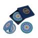 Totally Turkish Metal Compact Mirror Small Folding Round Mirror With Magnetic Close 1x & 2x Magnification For Handbags Make-Up Travel & Commutes Bright & Funky Geometric Pattern (Dantela)