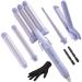 5 in 1 Wand Curling Iron-Curling Wand Set with Hair Straightener 3 Barrels Hair Crimper Iron 3 Ceramic Curling Irons (0.35 "-1.25") 2 Temps Fast Heat Hair Curler Waver with Glove & Clip-Purple Purple Curling Iron Set(0.35"-1.25")