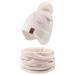 XIAOHAWANG Knitted Baby Hat Winter Warm Boys Girls Beanie Fleece Lining Toddler Kids Hat with Pompom 2-4 Years White Hat+Scarf