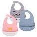 Vicloon Silicone Baby Bib Baby Weaning Bibs Waterproof Baby Feeding Bibs Adjustable with Wide Food Catcher Pocket Unisex Toddler Bib pink-blue-grey