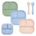 FireTink 3 pieces of children silicone baby plate with suction cup slip-resistant children's plate BPA-free children's dishes divided to fork plates and spoons