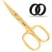Golden Premium Nail Scissors Professional Curved Cuticle Scissors Manicure Scissors J2 Stainless Steel for Women Men Toenail Shears 4 Inch