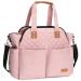 Lekebaby Baby Changing Bag Large Nappy Bags for Mom and Dad Nappy Changing Bag Stylish Travel Tote with Nappy Changing Mat Quilted Pink