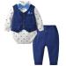 famuka Baby Boy 3 Piece Formal Outfit Suit with Bows Waistcoat Gentleman Tuxedo Navy 3 6 Months