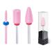 Professional Ceramic Nail Drill Bits Set 3Pcs Universal 3/32'' Acrylic Nail File Bits for Manicure Pedicure Cuticle Gel Nail Polishing - Nail Drill Bit Set(Pink)