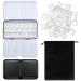 51 Pieces Watercolor Paint Palette and Half Pans Set Watercolor Tin Box Metal Palette Paint Case with Lid Empty Watercolor Pans with Black Storage Bag for Travel Painting Artist (Black)