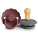 FRIGG Daisy Natural Rubber Baby Pacifier | Made in Denmark | BPA-Free (Woodchuck/French Gray 6-18 Months) 2-Pack