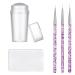 Famidiqgo Nail Stamper Nail Art Brushes - French Tip Nail Stamp Clear Nail Art Jelly With Scraper 3PCs Nail Pen Brushes Soft Silicone Stamper DIY 1 Stamper +1 Scraper +3 Pen