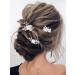 Earent Bride Wedding Flower Hair Pins Pearl Hair Accessories Leaf Headpieces Bridal Hair Pieces for Women and Girls(Pack of 3)