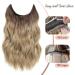 Invisible Wire Hair Extensions Clip in | Natural Wavy Synthetic Hair | Adjustable Size | Secure Clips | Long Curly Hair Pieces for Women | 20inch Ombre Dirty Blonde with Dark Root - Buy Online on SooperMarket.com