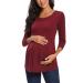 Love2Mi Nursing Shirt Women's Maternity Stop Maternity Maternity Nursing Maternity Top Layered Design Wrap Layer L-wine Red M