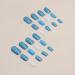 MISUD Short Square Press on Nails - Glossy Summer Blue Acrylic Nails | 24 pcs Squoval DIY False Nails with Bling Glitter Design - Buy Online on SooperMarket.com