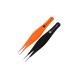 Abdul of Sialkot Tweezers for Women & Men -Professional Stainless Steel Pointed Tweezers for Ingrown Hair Splinters and Blackhead Removal Set of 2 (Black&Orange)