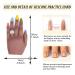Professional Silicone Nail Practice Hand for Acrylic Nails | Left Hand Dark Brown with Adjustable Bracket and 50pcs Nail Tips - Buy Online on SooperMarket.com
