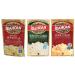 Idahoan Mashed Potatoes Variety Bundle : Buttery Homestyle, Four Cheese, Roasted Garlic (4 Ounce x 3 Pack)