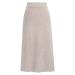 Sanahy Women's Basic Plain Stretchy Ribbed Knit Split Midi Skirt Stretch High Waist Bodycon Business Work Office Pencil Skirt 5XL Beige