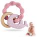 Vicloon Teething Toys for Baby Silicone and Wood Teether Baby Teether Toys Teether Chew Toy Easy to Hold and Clean Up Whale Teething Toy Silicone chewlery for Boys&Girls (Pink) Pink-Purple