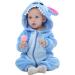 TMEOG Baby Romper Hooded Jumpsuit | Unisex 6-12 Months | Blue Star Design | Autumn Winter Flannel Clothing - Buy Online on SooperMarket.com