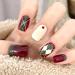 Vatocu Christmas False Nails Short Red Press on Nails Snowflakes Elk Fake Nails Snowman Acrylic Stick on Nails for Women and Girls(24pcs)