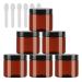 Tianzd 6 pieces small 50 ml brown plastic empty cream can with black lid 50 g empty socket screw box sheet metal boxes cosmetic tap 6 pieces spatula brown 50ml