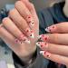 JUSTOTRY 24 Pcs Short False Nails Stiletto with Red Heart White French Press on Nails Pattern Fake Nails Short with Nail Glue Almond Medium Stick on Nails for Women Nails Fake Nail for Nails Art white&heart 2