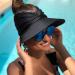 Mukeyo Women's Wide Brim Sun Visor Hat for UV Protection - Packable Ponytail Beach Cap in Black - Buy Online on SooperMarket.com