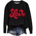 oelaio Valentine's Day 2024 Women's Long Sleeve Round Neck Loose Fitting Casual Tunic Top Cute Love Heart Graphic Trendy - Buy Online on SooperMarket.com
