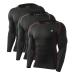 Runhit Compression Shirts for Men Long Sleeve Cool Dry Athletic Workout Tee Shirts Fishing Sun Shirts Sports Thermal Tights (3 Pack) Black/Black Red/Black Gray Large