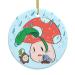 YYHHAOFA Sunflower Seeds and Mushroom Prints Christmas Ceramic Round Pendant Decoration - Festive Hanging Ornament for Stores and Homes -2.9 in