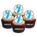 PRECUT Monster 7th Birthday Edible Cupcake Toppers - Monster Numbers Theme Premium Thickness SWEETENED VANILLA - wafer card disc cake decorations (Pack of 12)