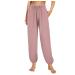 Rytejfes linen pants women summer 7/8 long white light fabric trousers Elegant stretch wide linen cotton summer pants airy short size pumphosis leisure pants 28*% pink xxl
