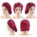 Ladaypoa Satin Hair Hood 2-Piece Silky Sleeping Hat Set for Girls & Women | Extra Large Black & Red Satin Sleeping Caps - Buy Online on SooperMarket.com