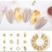 XEAOHESY 6 Boxes Gold Nail Charms for Nails - Geometry Heart Moon Line Sea Creatures Metal Studs, 3D Nail Art Jewelry Decoration with Tweezers and Wax Pencil - Buy Online on SooperMarket.com