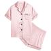 SWOMOG Kids Silk Pyjamas Girls Boys Short Sleeve Satin PJs Sets Button-Down Silky Nightwear Children Sleepwear Teens Age 4-16 10-11 Years Sakura Pink