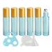 Tianzd 6 pieces empty 10ml blue glass roller bottles with gold aluminum screw cap roll-on glass bottles with glass roller for essential oils Essential Oil with funnel opener