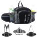 Sinocal Multifunctional military style hip pocket canvas pack belt bag water Resistance fanny packs with bottle holder for running hiking cycling climbing camping travel black